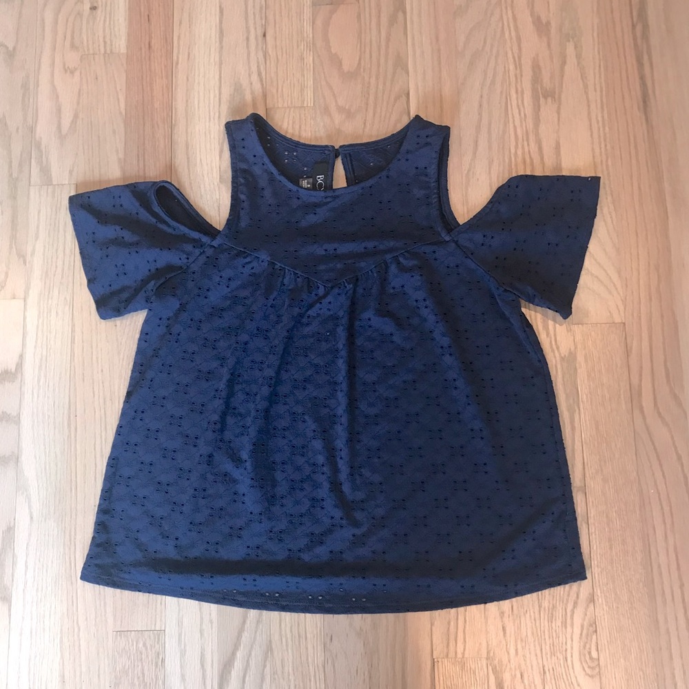 Eyelet cold shoulder top